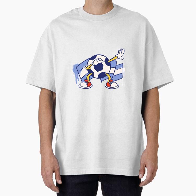 Argentina Flag Soccer Ball Retro Cartoon Oversized T-Shirt