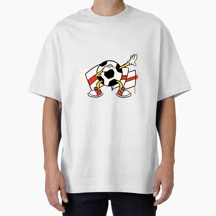 England Flag Soccer Ball Retro Cartoon Oversized T-Shirt