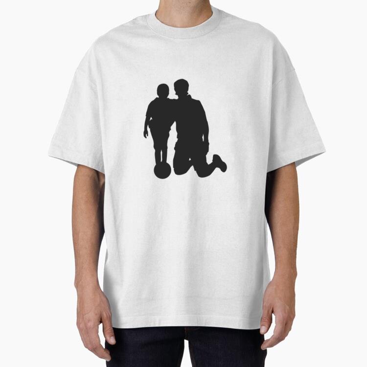 Father Child Playing Soccer Oversized T-Shirt