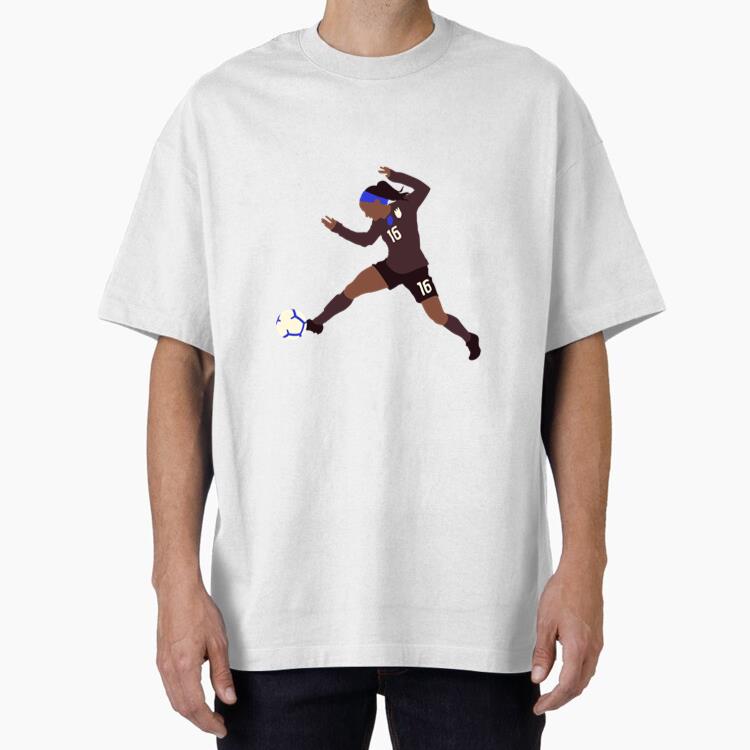 Female Soccer Player Kicking Football Flat Oversized T-Shirt