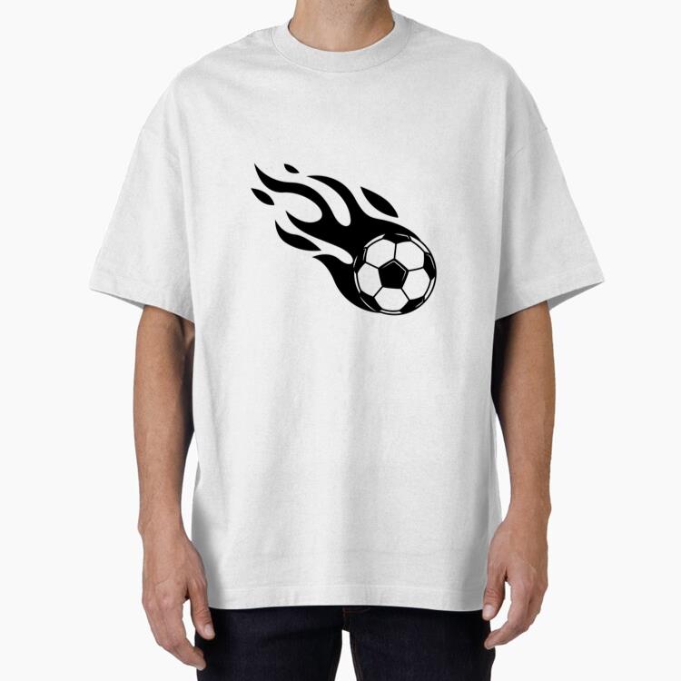 Flaming Soccer Ball Oversized T-Shirt