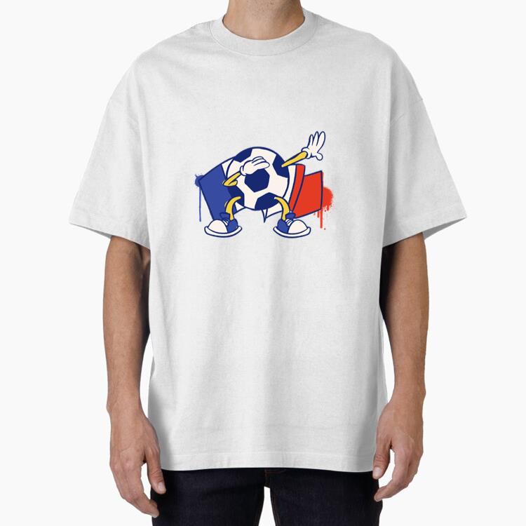 France Flag Soccer Ball Sport Character Oversized T-Shirt
