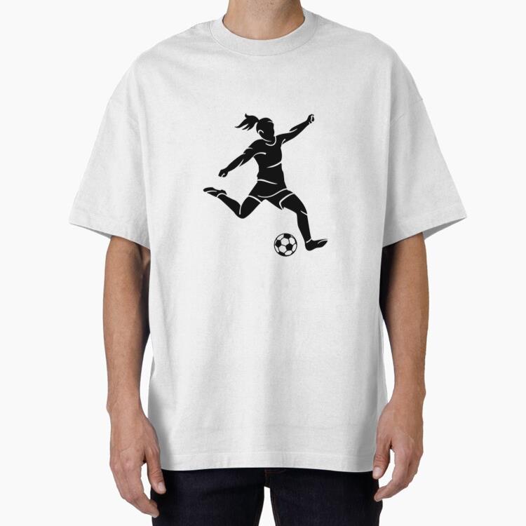 Girl Playing Soccer Cut Out Oversized T-Shirt