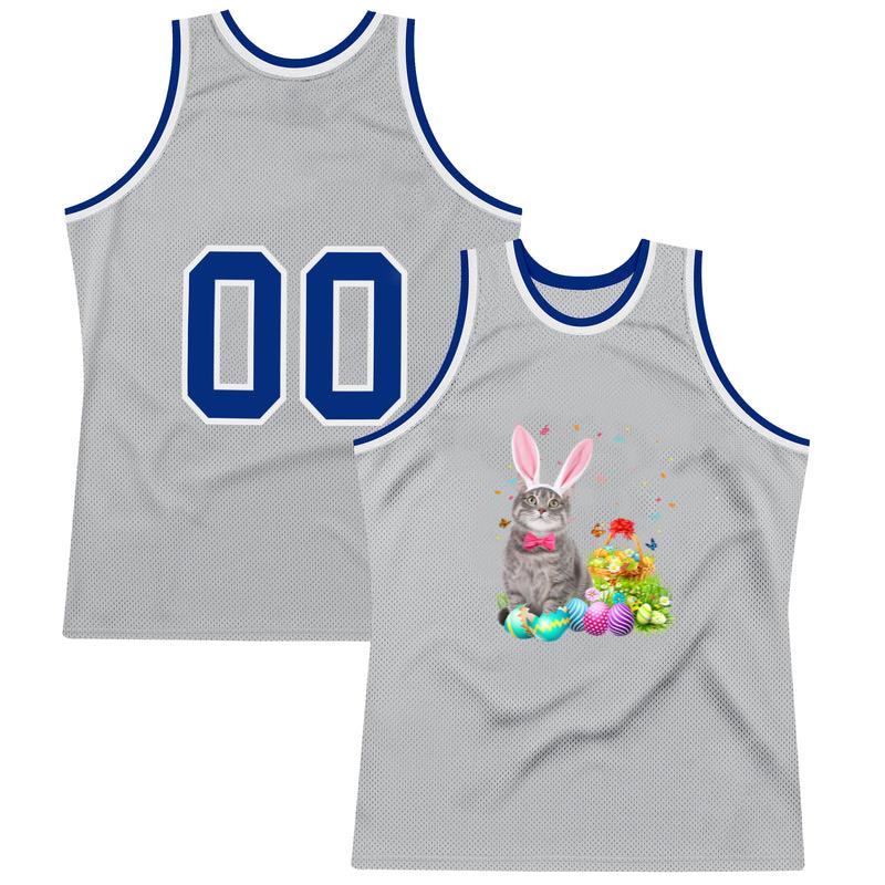 Happy Easter Cute Bunny Cat Eggs Basket Men Women Funny Gift Basketball Jersey