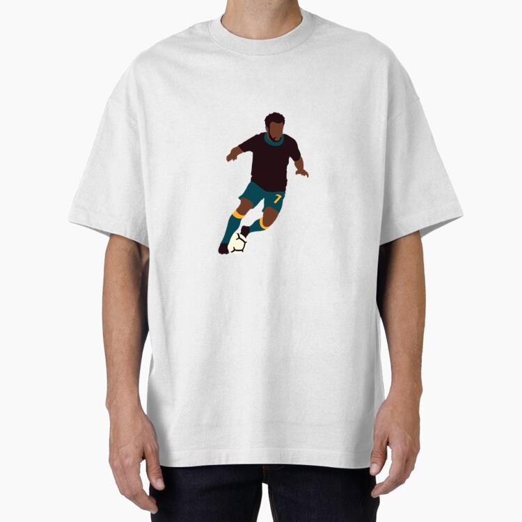 Male Soccer Player Dodging Flat Oversized T-Shirt